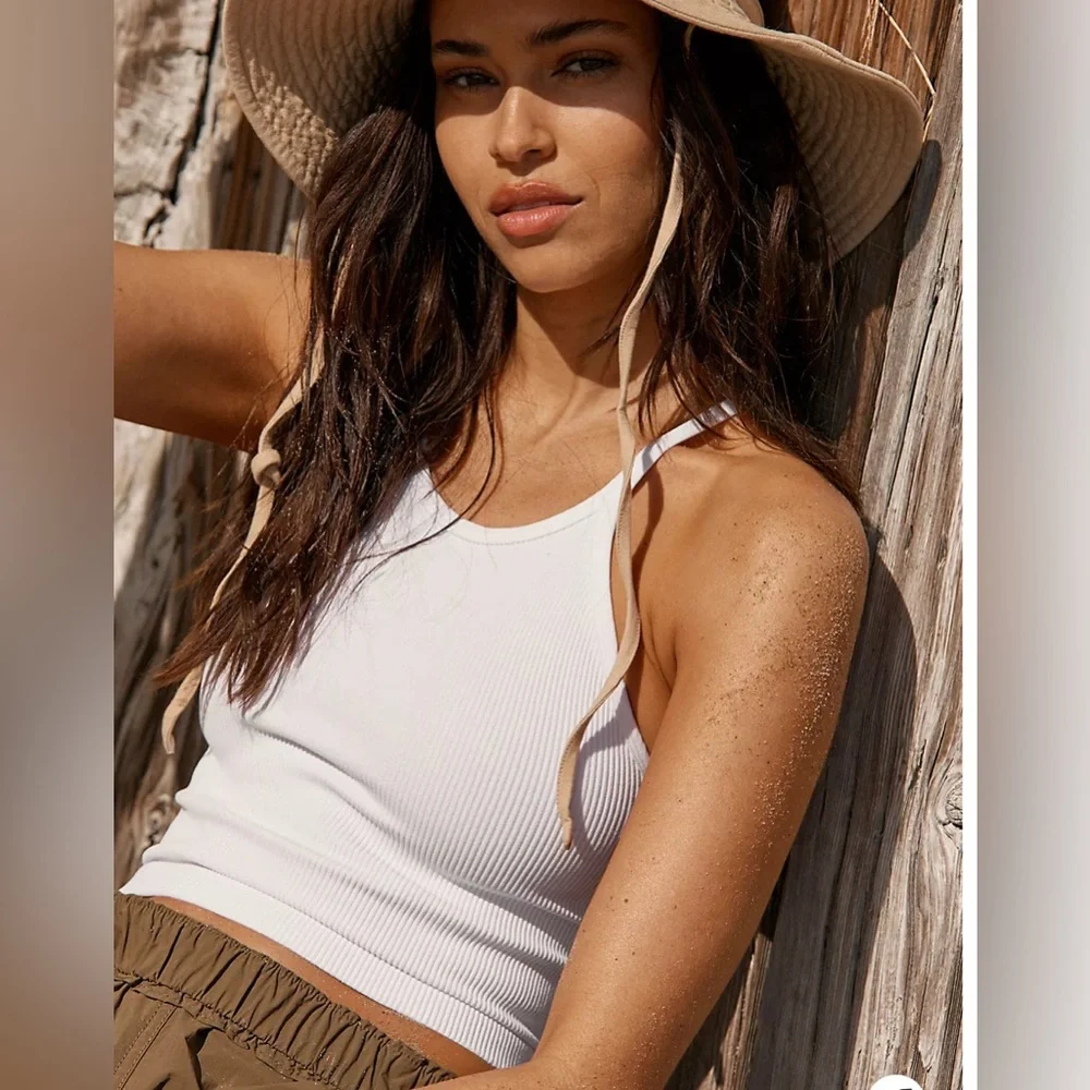 Free People | Happiness Runs Long Crop Tank NWOT | Light Blue